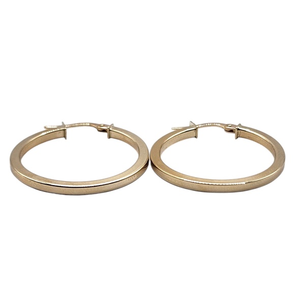 14 Karat Yellow Gold Sqaure Tubing Circle Hoop Earrings #20460 - Picture 2 of 7